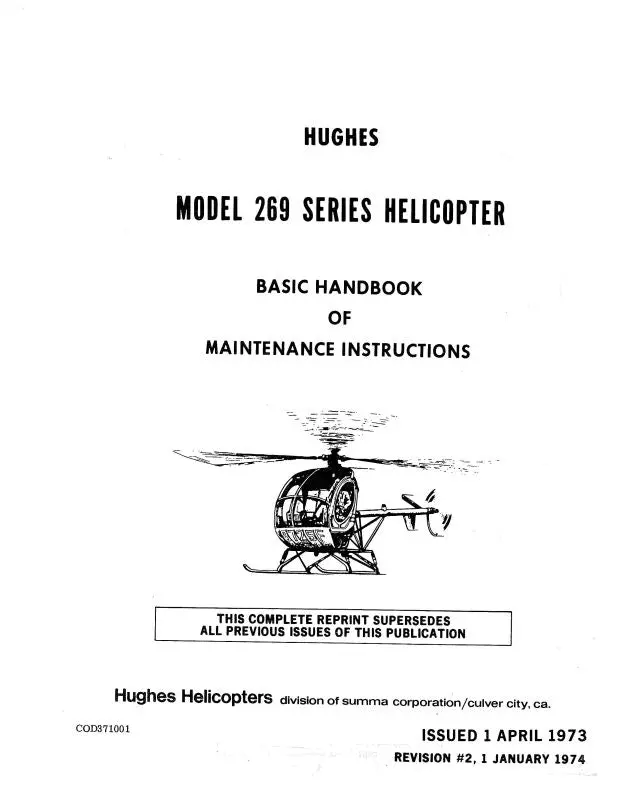 Hughes Helicopters 269 Series Helicopter 1973 Maintenance Manual (Cod371001) 1
