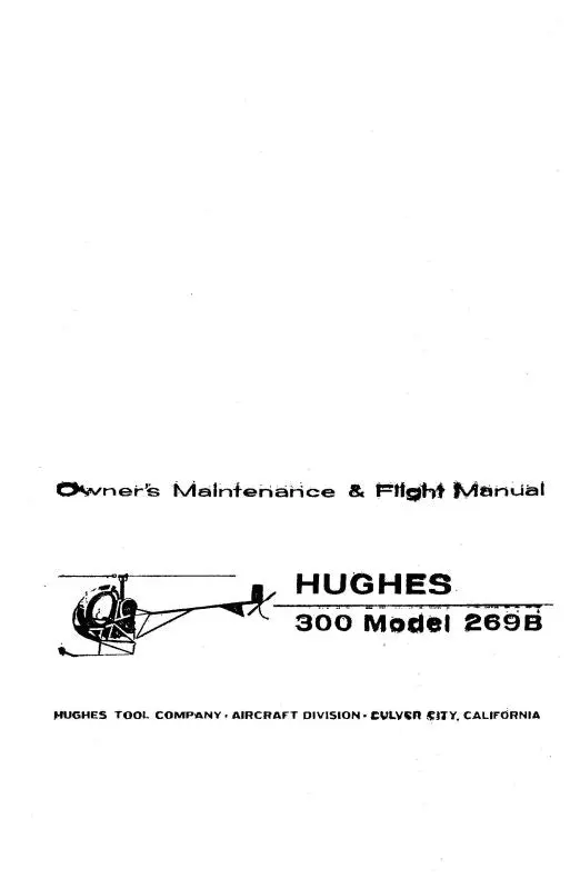 Hughes Helicopters 300 Model 269B Owner's Maintenance & Flight Manual (Hh300,269B-O-C) 1