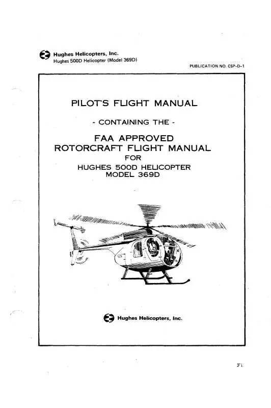 Hughes Helicopters 500D Model 369D Pilot's Flight Manual (Csp-D-1) 1