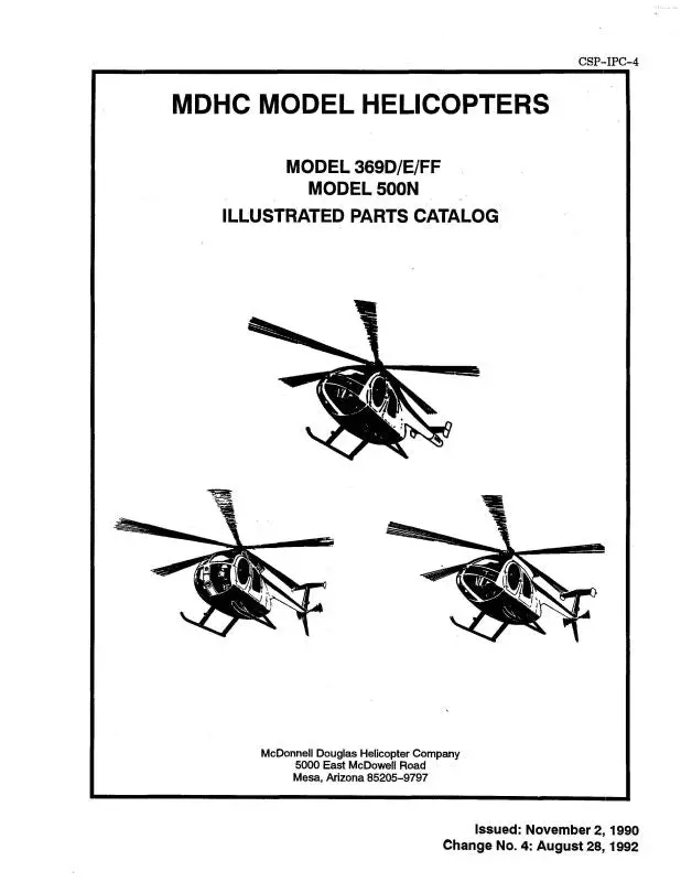 Hughes Helicopters 500N Model 369D-E-Ff 1990 Illustrated Parts Catalog (Csp-Ipc-4) 1