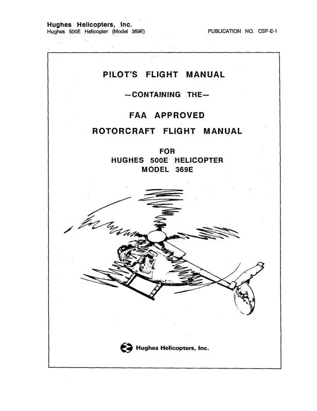 Hughes Helicopters 500E Model 369E Pilot's Flight Manual (Csp-E-1) 1