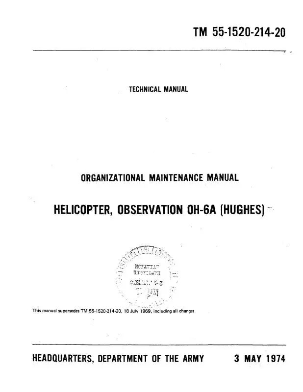 Hughes Helicopters Oh-6A 1969 Organizational Maintenance Manual (55-1520-214-20) 1