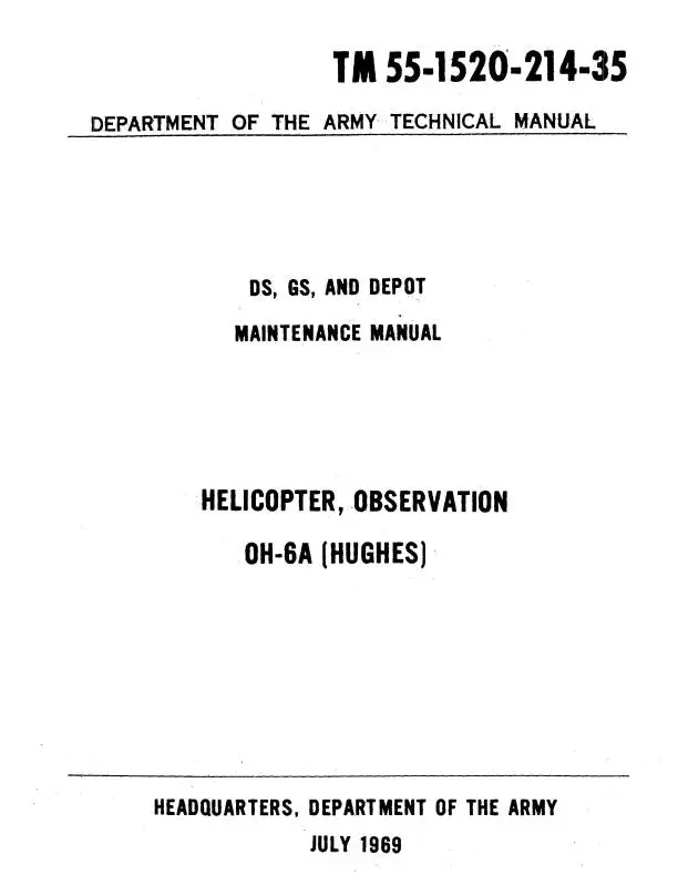 Hughes Helicopters Oh-6A 1969 Ds ,Gs ,& Depot Maintenance Manual (55-1520-214-35) 1
