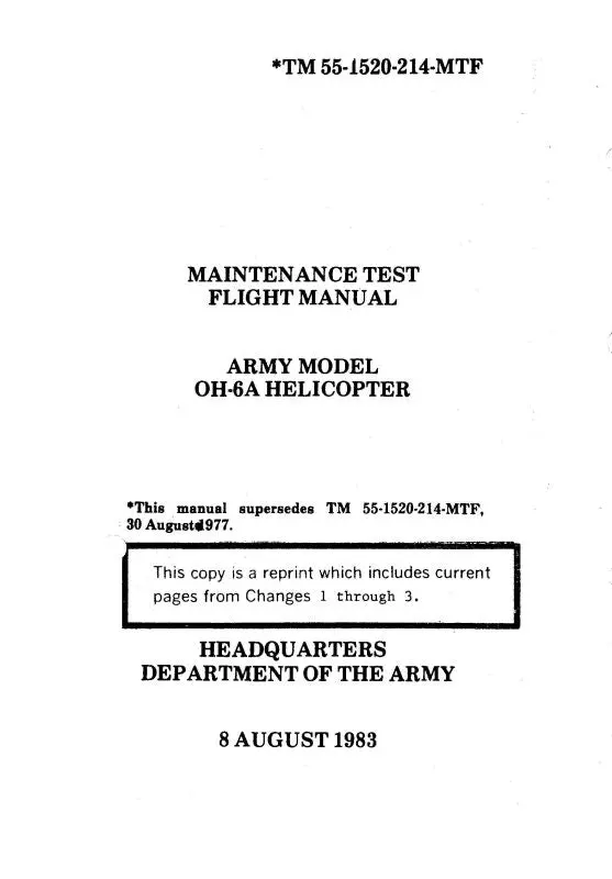 Hughes Helicopters Oh-6A Helicopter 1983 Maintenance Test Flight Manual (55-1520-214-Mtf) 1