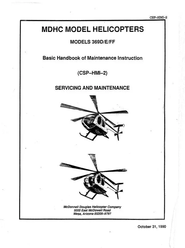 Mcdonnell Douglas 369D-E-Ff (Csp-Hmi-2) 1990 Maintenance & Servicing (Csp-Hmi-2) 1