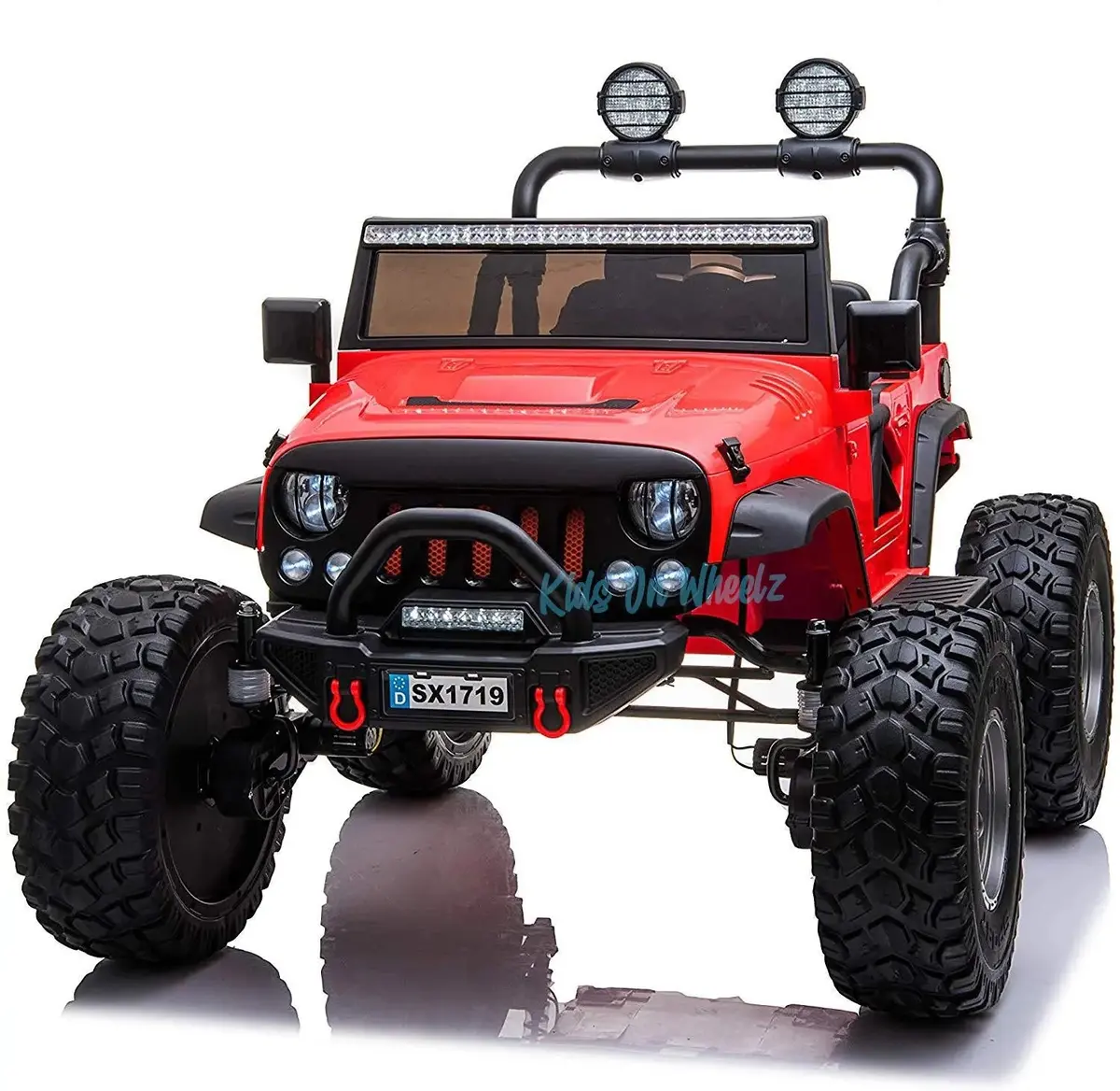Lifted Jeep Monster Edition Ride On Car 2 Seater 12V Red - Kids On Wheelz 1