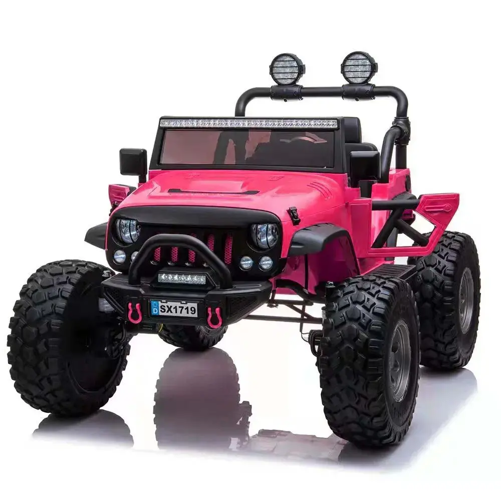 Lifted Jeep Monster Edition Ride On Car 12V 2 Seater  Pink - Kids On Wheelz 1