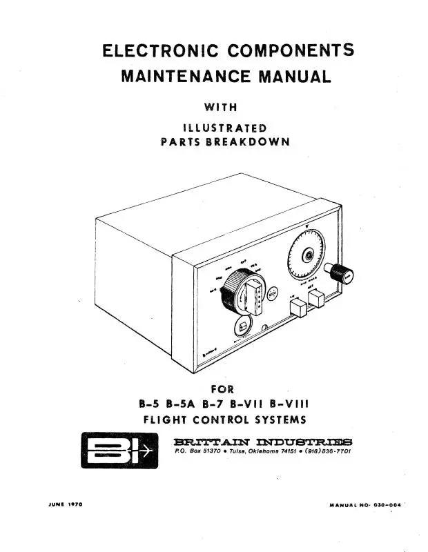 Brittain Industries B-5, 5A, B-7,B-Vii,B-Viii 1970 Maintenance Manual (030-004) 1