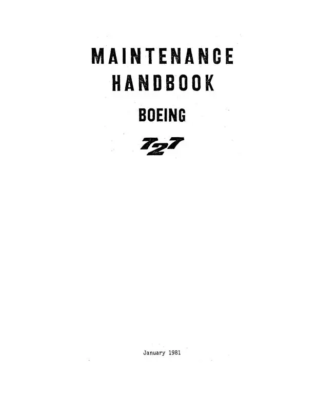 Boeing 727 Boeing Maintenance Manual (Bo727-M-C) 1