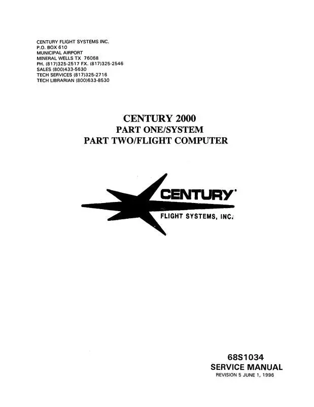 Century Flight Systems 2000 Series Autopilots Service Manual (Cf2000ser-Ins-C) 1