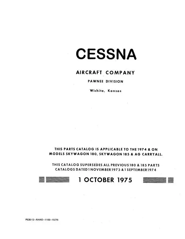 Cessna Avionic Install 180,185,207 Maintenance-Parts Manual (D4549-13) 1