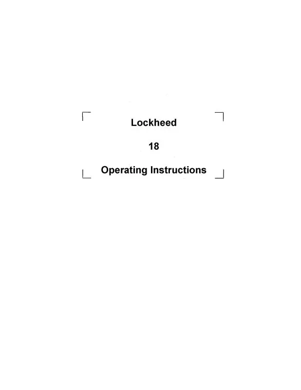 Lockheed 18 Operating Instructions (Lh18-Op-C) 1