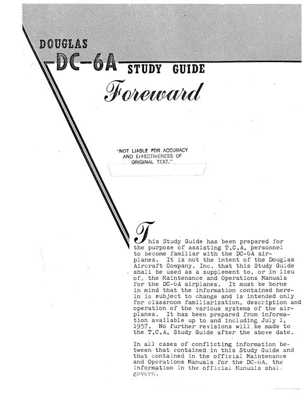 Mcdonnell Douglas Dc-6A 1957 Study Guide (Mcdc6a-57-St-C) 1