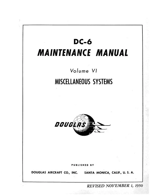 Mcdonnell Douglas Dc-6 Douglas 1950 Maintenance Manual (Mcdc6mis-60-M-C) 1
