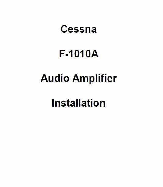 Cessna F-1010A Audio Amplifier Installation (Cef1010a-In-C) 1