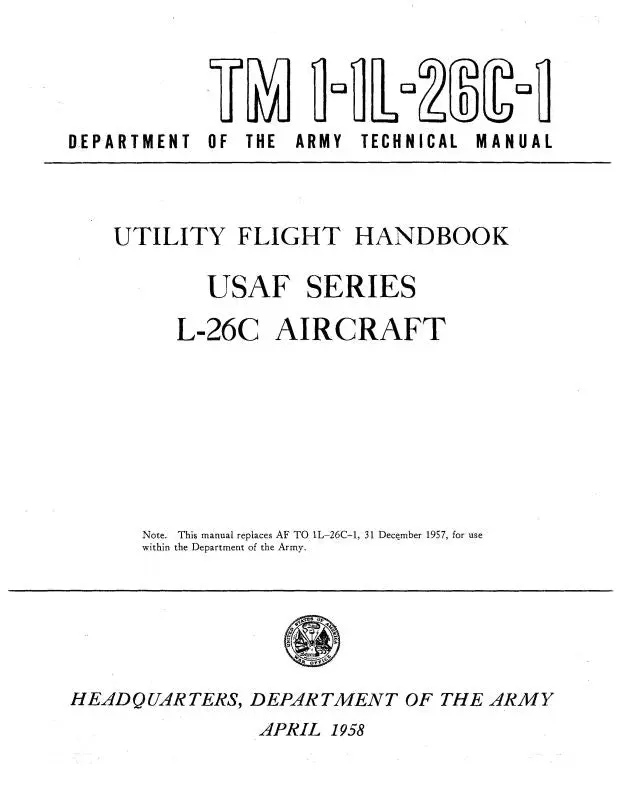 Aero Commander L-26C Usaf Series 1958 Utility Flight Manual (1-1L-26C-1) 1