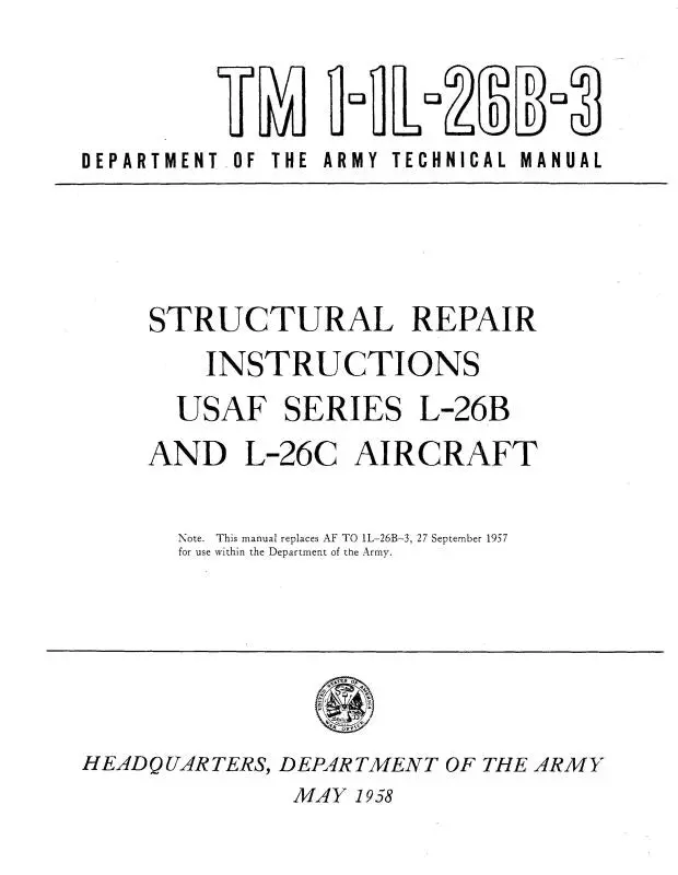 Aero Commander L-26C Usaf Series 1958 Structural Repair Manual (1-1L-26B-3) 1