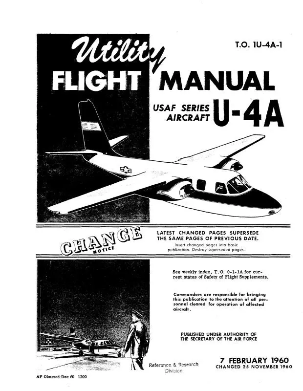 Aero Commander U-4A Usaf Series 1960 Utility Flight Manual (1U-4A-1) 1
