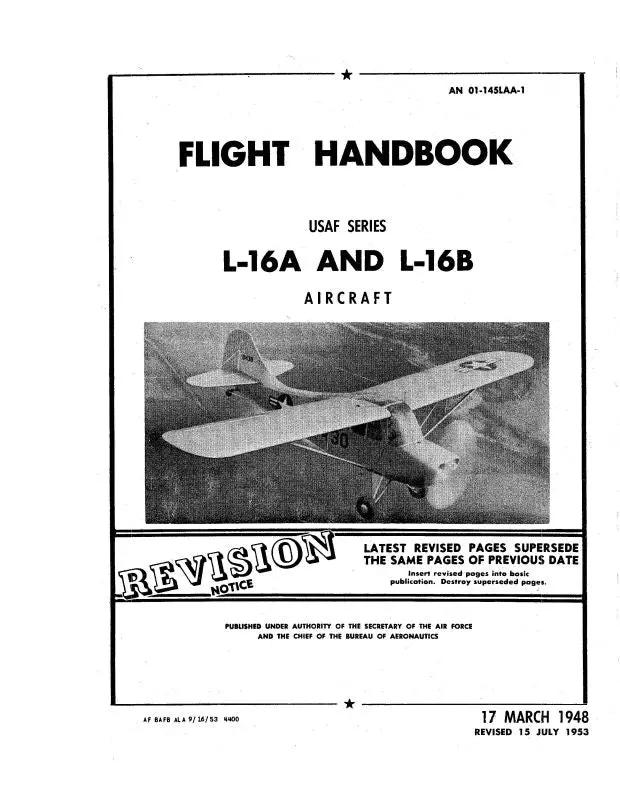 Aeronca L-16A & L-16B 1948 Flight Handbook (01-145Laa-1) 1