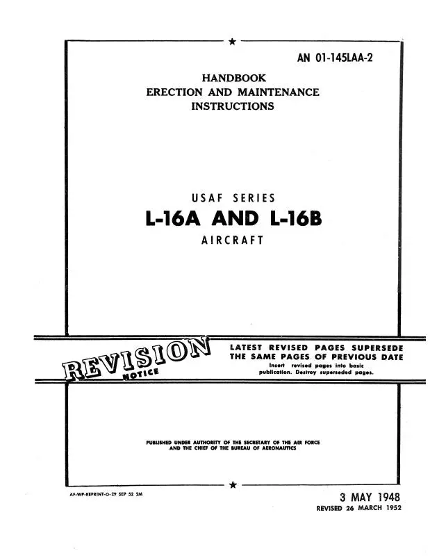Aeronca L-16A, L-16B 1948 Maintenance & Erection (01-145Laa-2) 1