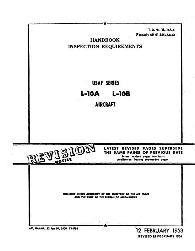 Aeronca L-16A, L-16B 1954 Inspection Requirements (1L-16A-6) 1