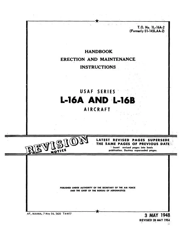 Aeronca L-16A, L-16B 1954 Erection & Maintenance (01-145La-3) 1