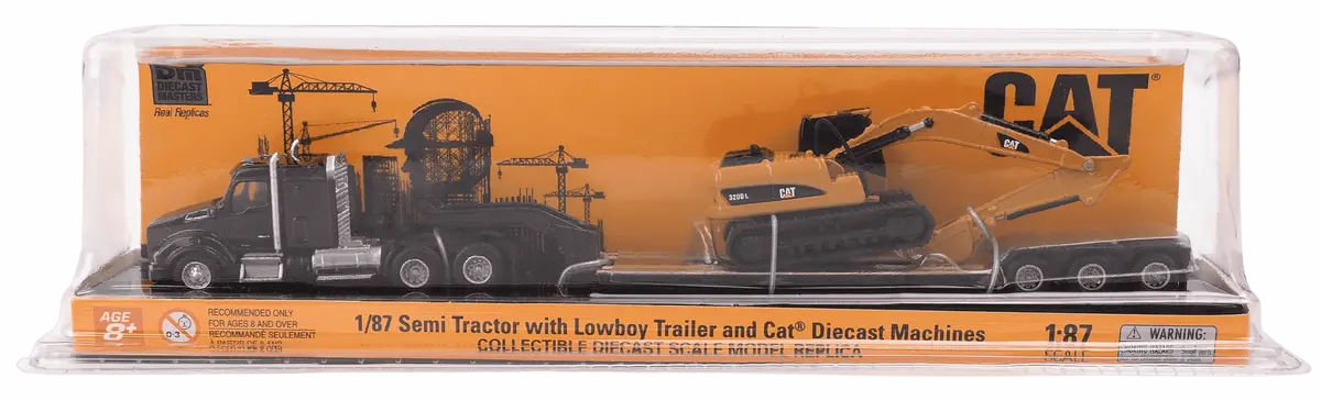 1:87 Kenworth T880s Sbfs 40In-Sleeper Tandem Tractor With Lowboy Trailer And Cat 320D L Hydraulic Excavator, 84420 1