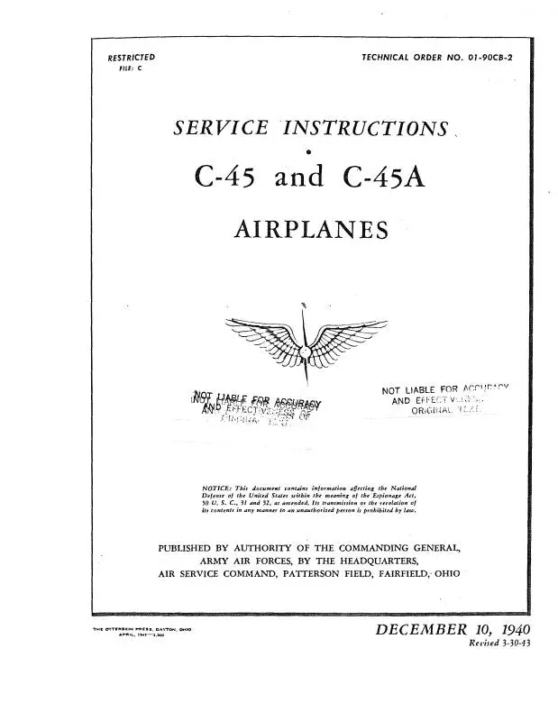 Beech C-45 & C-45A Maintenance Instructions (01-90Cb-2) 1