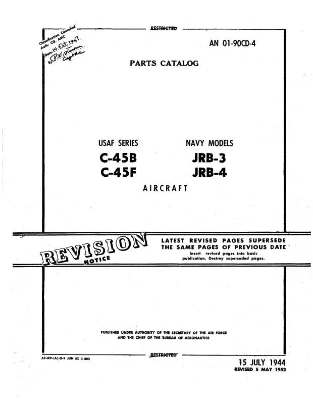 Beech C-45B,F & Jrb-3,4 Illustrated Parts Catalog (01-90Cd-4) 1