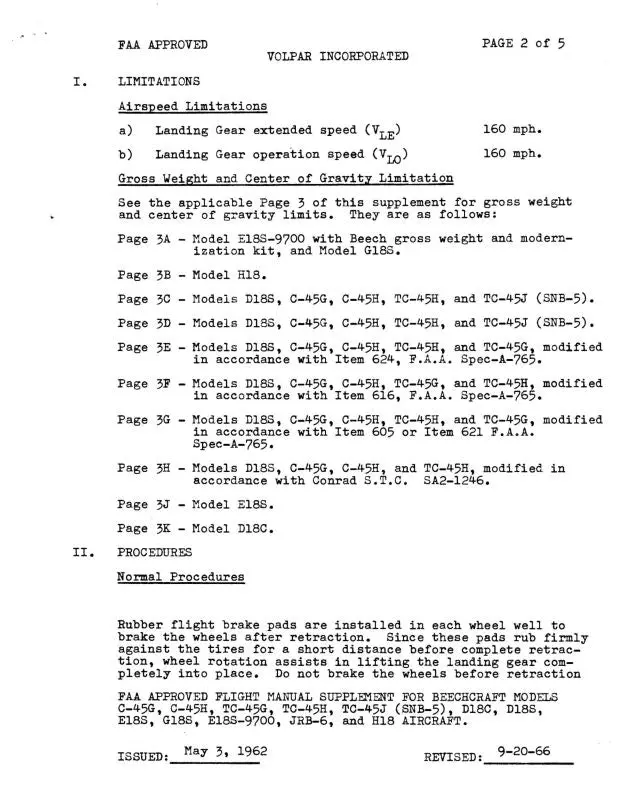 Beech C-45G, Tc-45G, C-45H, Tc-45H Airplane Flight Manual (Bec45g-F-C) 1
