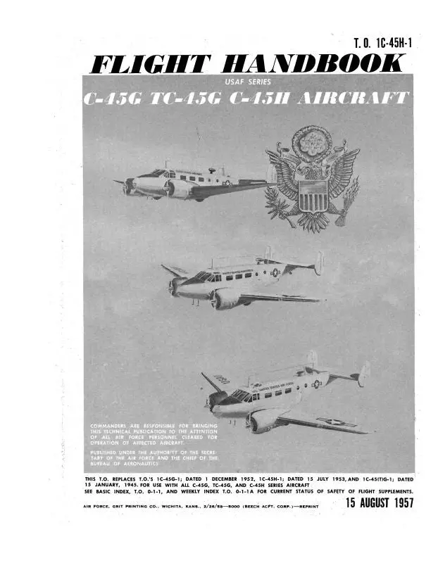 Beech C-45G, Tc-45G, C-45H Airplane Flight Manual (1C-45H-1) 1