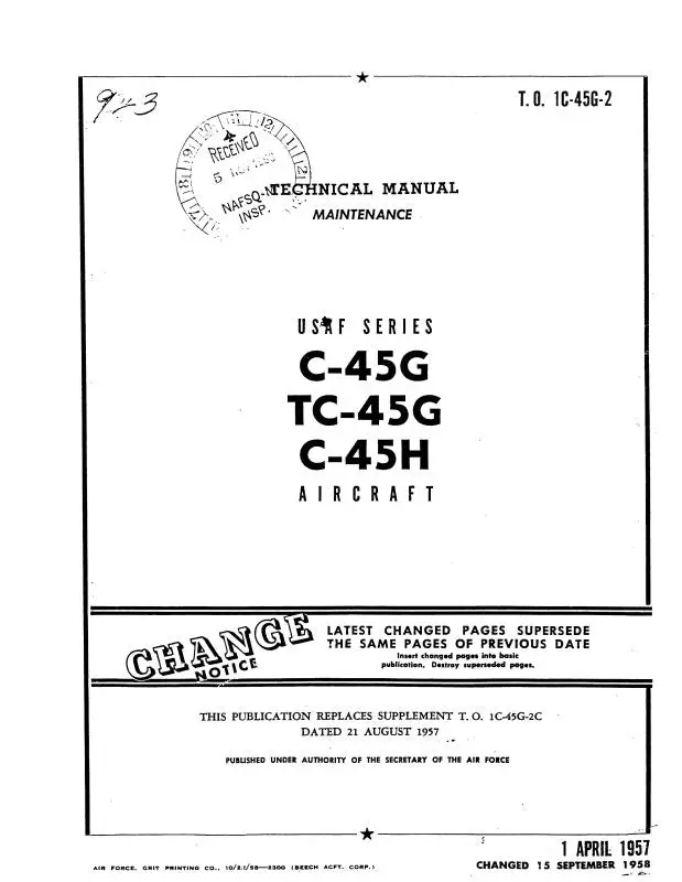 Beech C-45G, Tc-45G, C-45H Maintenance Manual (1C-45G-2) 1