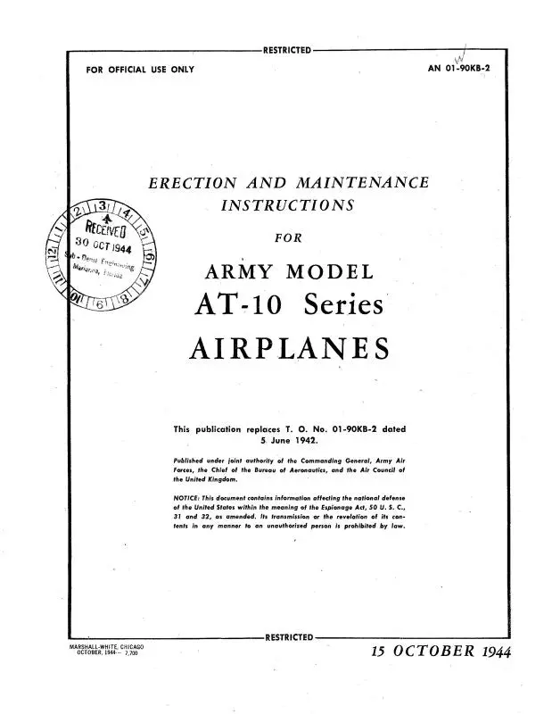 Beech At-10 Series Erection & Maintenance (01-90Kb-2) 1