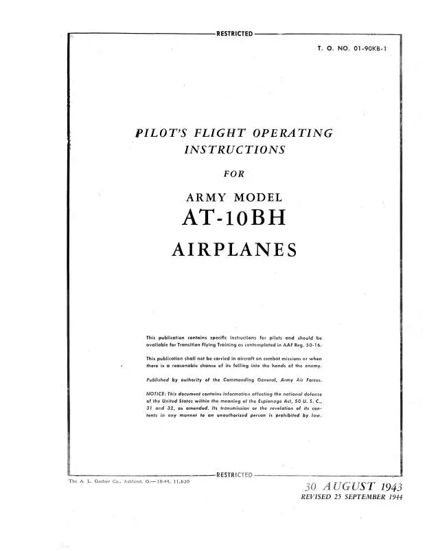 Beech At-10Bh Series Pilot's Flight Operating (01-90Kb-1) 1