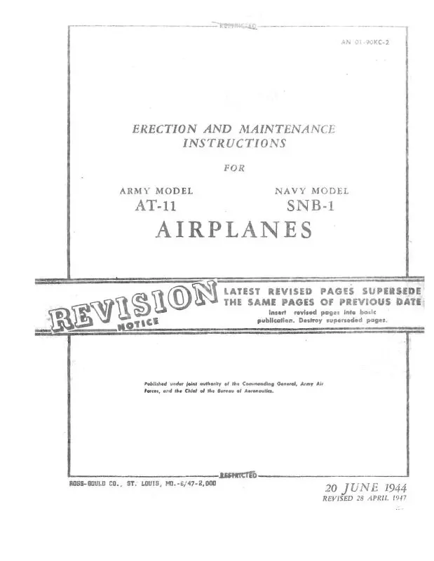 Beech At-11 & Snb-1 Series Erection & Maintenance (01-90Kc-2) 1