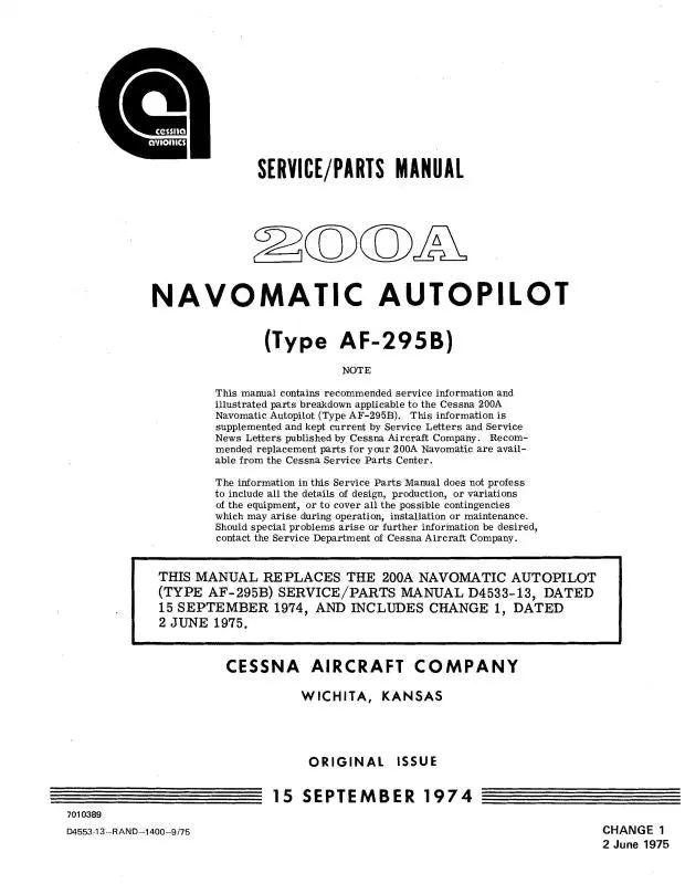 Cessna 200A Navomatic Af-295B Installation (D4553-13-In) 1