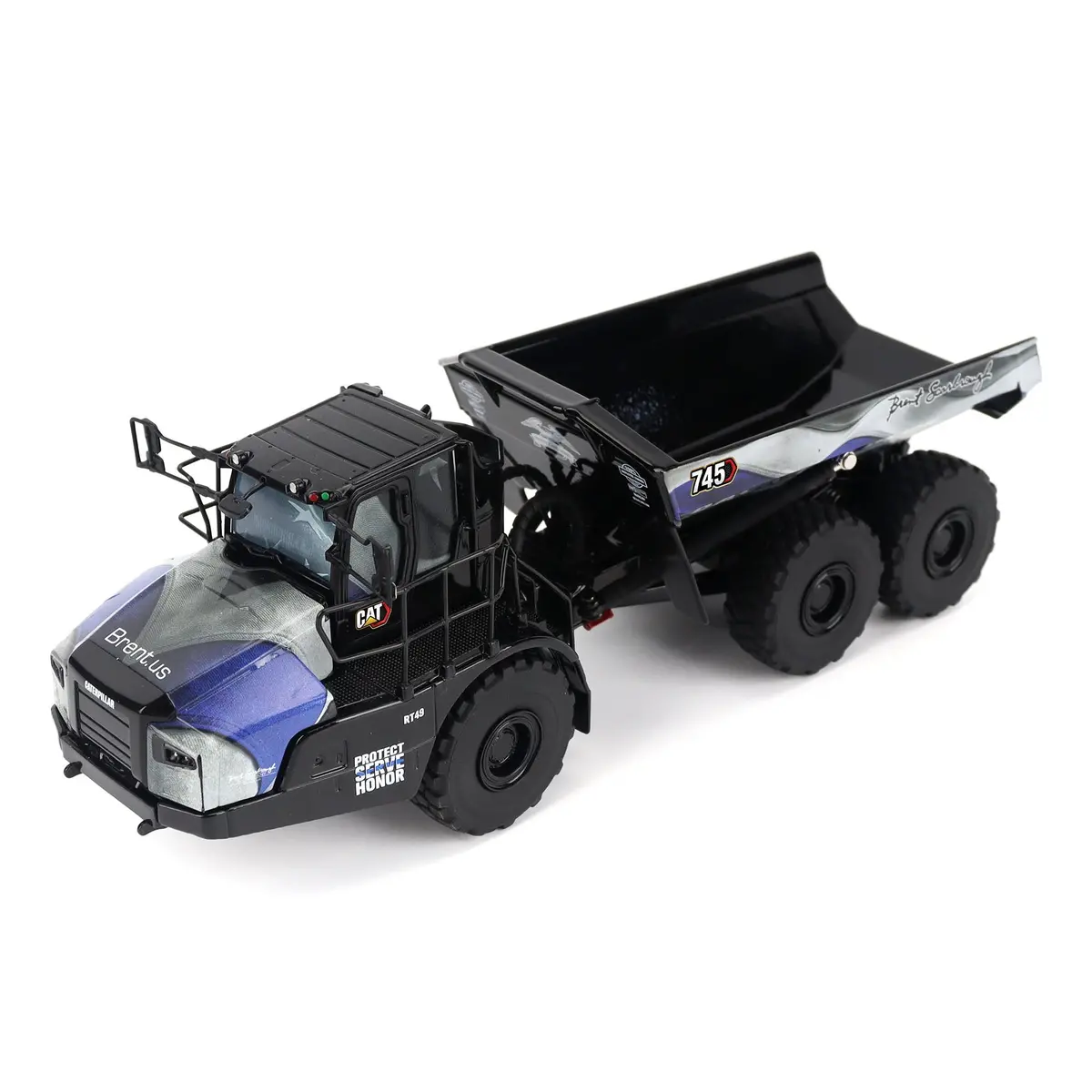1:50 Caterpillar 745 Articulated Truck With Special Patriotic Decoration Custom For Usa Brent Scarborough & Co, 85528Bsc Limited Edition 1