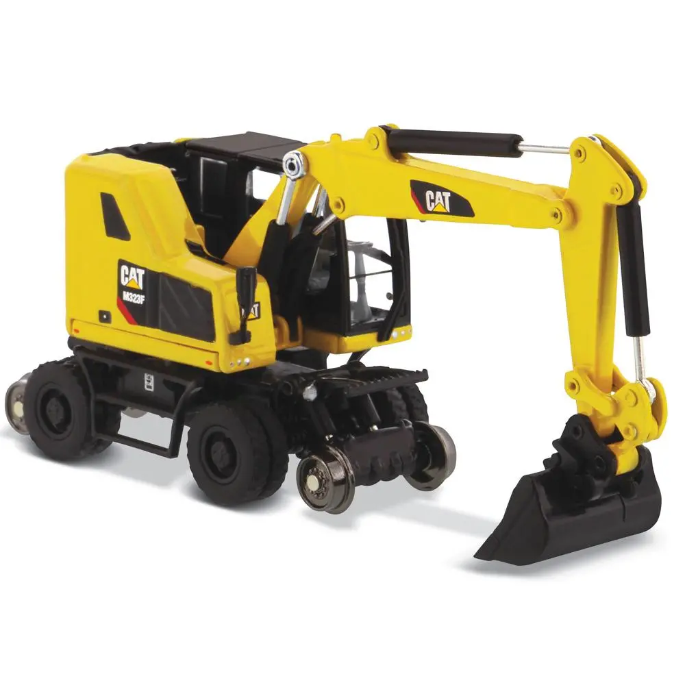 1:87 Cat® M323f Railroad Wheeled Excavator, Safety Yellow Color High Line Series, 85612 1