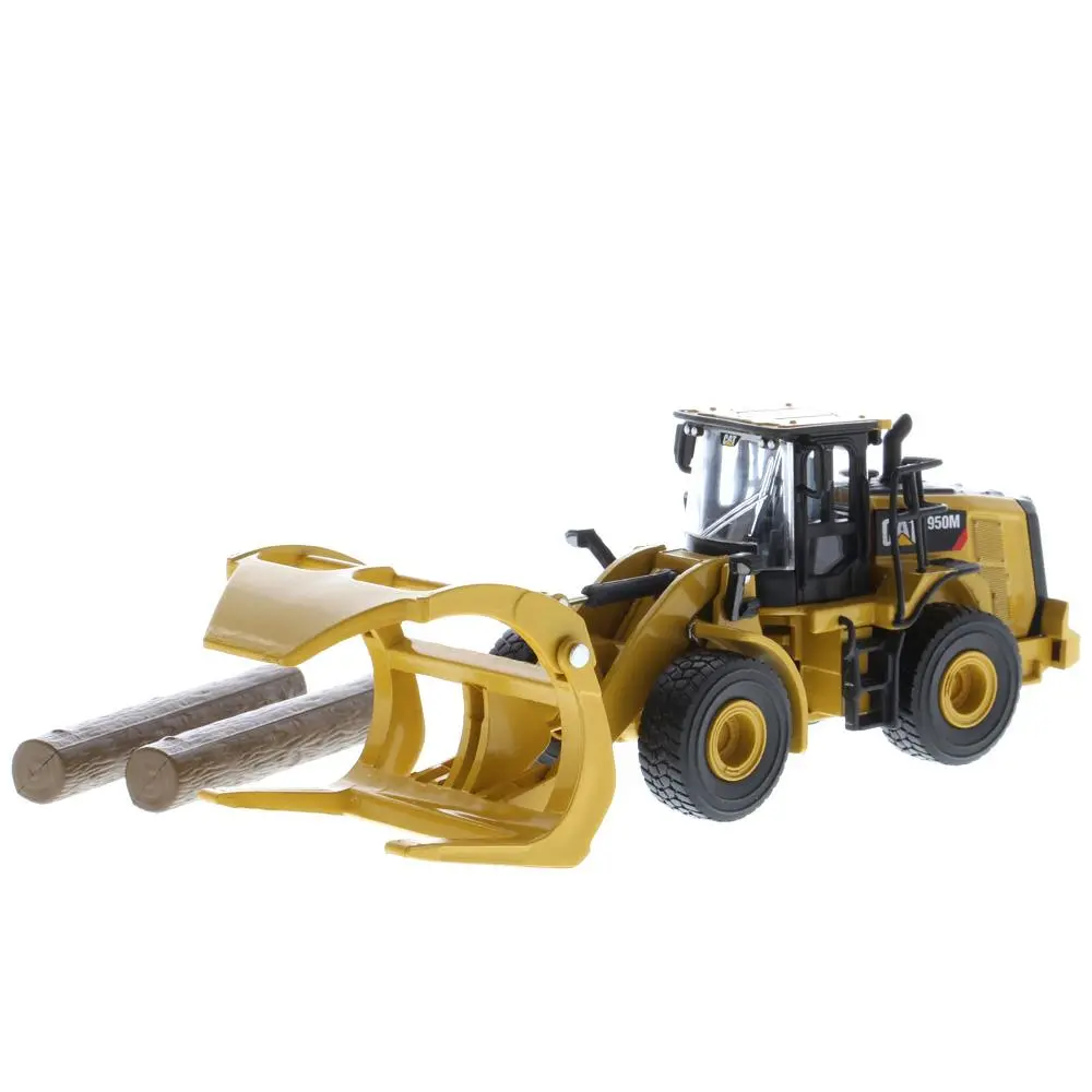 1:64 Cat 950M Wheel Loader With Log Fork + Bucket Attachment (Comes With 2 Log Poles), Metal Construction Series, 85635 1