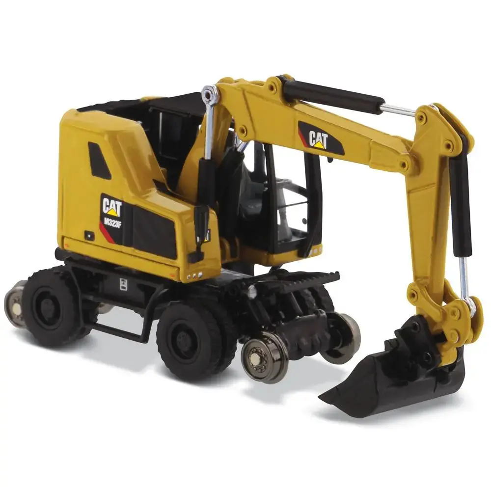 1:87 Cat® M323f Railroad Wheeled Excavator, Cat® Yellow With 3 Work Tools High Line Series, 85656 1