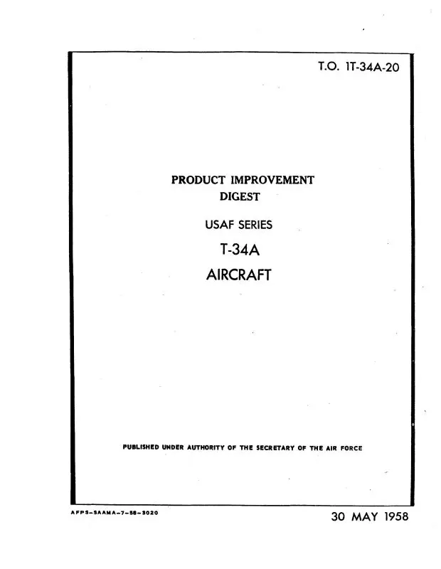 Beech T-34A Product Improvement Digest (1T-34A-20) 1