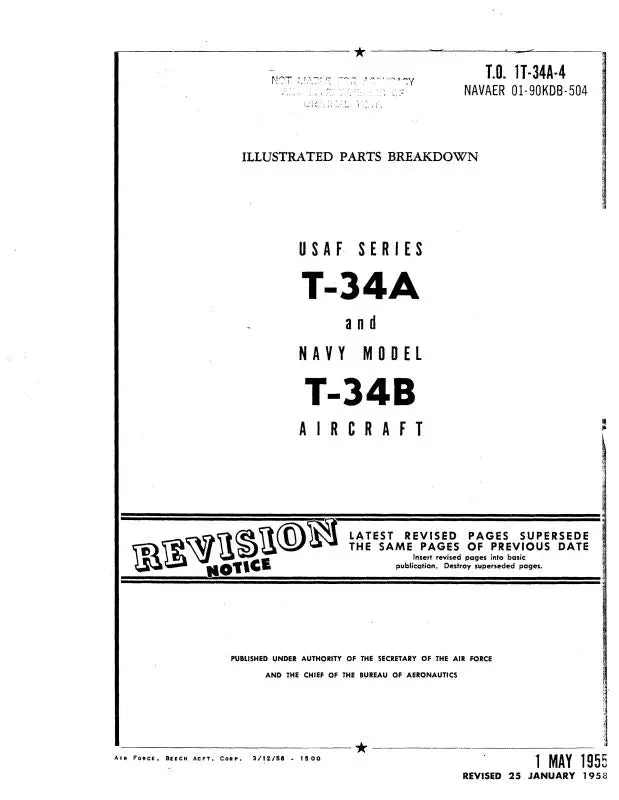 Beech T-34 A & B Series Parts Catalog (It-34A-4) 1