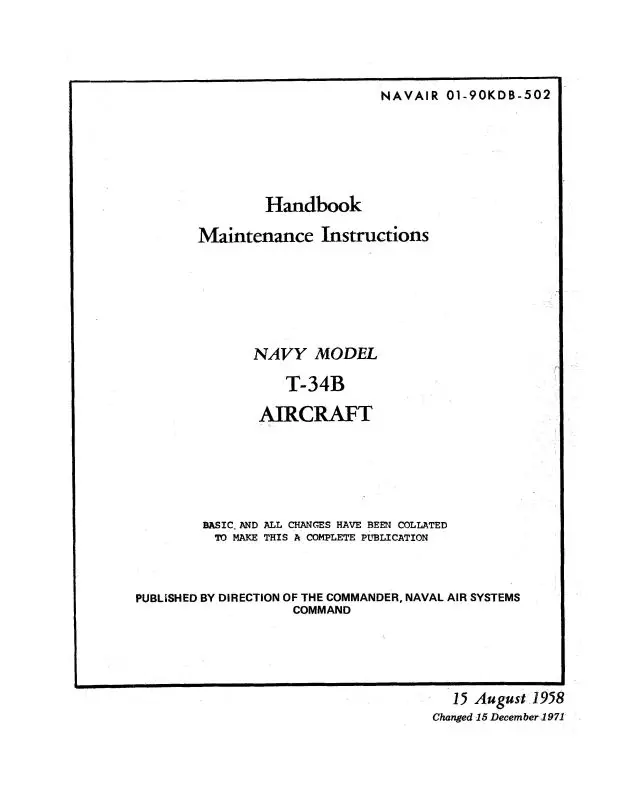 Beech T-34B Handbook Maintenance Instructions (01-90Kdb-502) 1