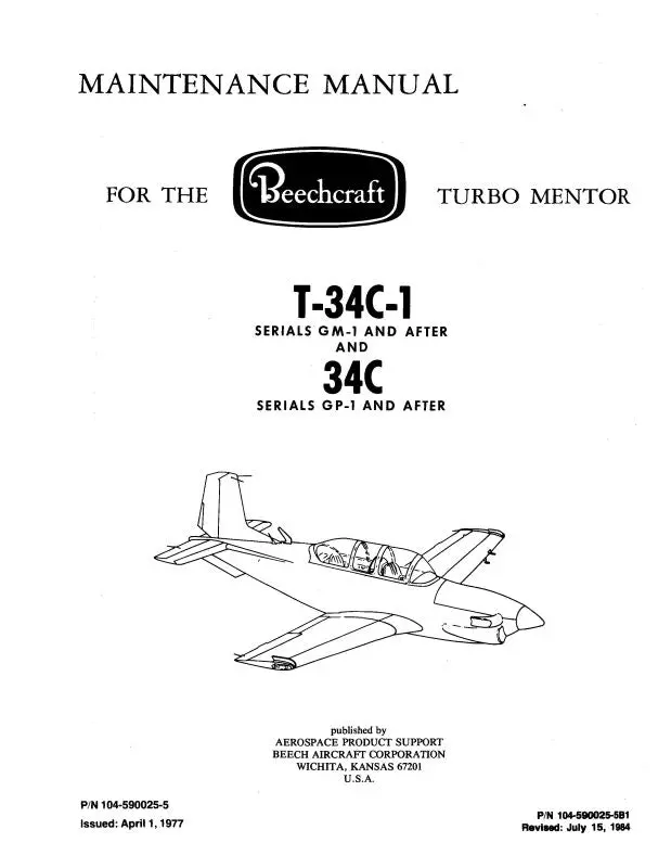 Beech T-34C-1 Maintenance Manual (104-590025-5) 1