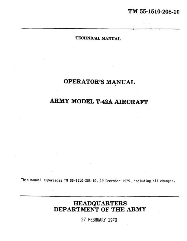 Beech T-42A Army Model Operator's Manual (55-1510-208-10) 1