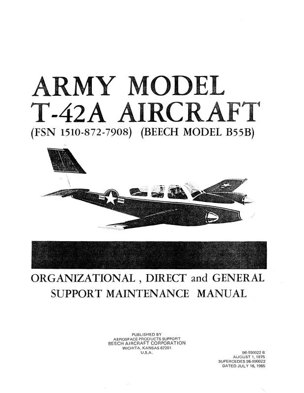 Beech T-42A Army Military Baron 55B) Maintenance Manual (1510-872-7908) 1