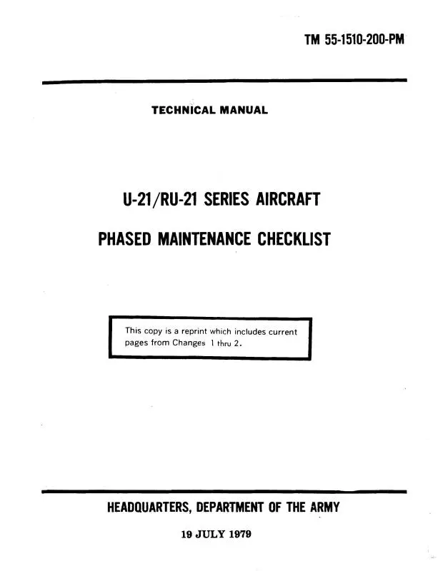 Beech U-21 & Ru-21 Series Phased Maintenance Pilot's Checklist (55-1510-200-Pm) 1
