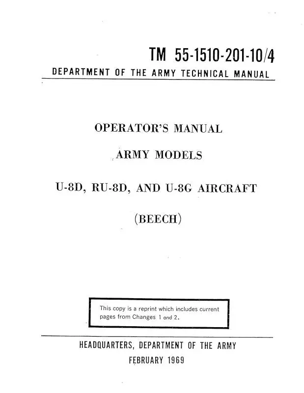 Beech U-8D, Ru-8D & U-8G Operator's Manual (55-1510-201-10-) 1
