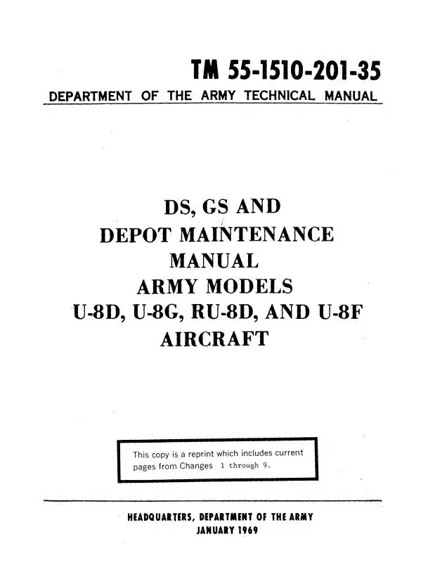 Beech U-8D, U-8G, Ru-8D & U-8F Depot Maintenance (55-1510-201-35) 1
