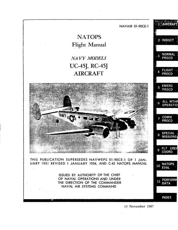 Beech Uc-45J & Rc-45J Natops Flight Manual (01-90Ce-1) 1